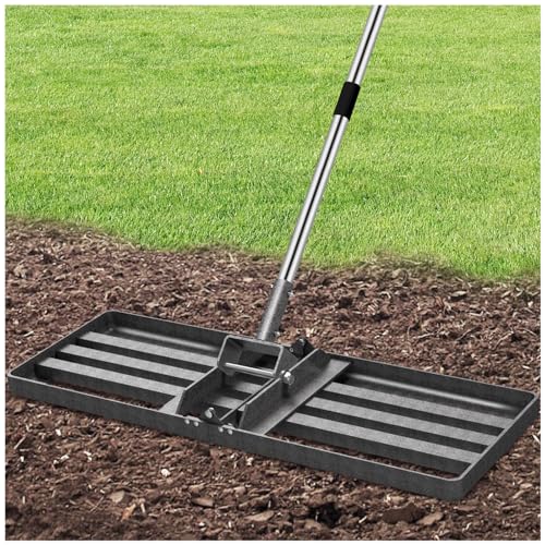 Heavy-Duty Lawn Leveling Rake Levelawn Tool with 30"x10" Plate & 6.2FT Adjustable Stainless Steel Handle Effortlessly Levels Soil/Dirt Surfaces in Lawn, Garden, Backyard, Golf Course, Farm, Pasture