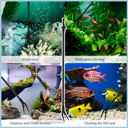 Gisafai 2 Pcs Plastic Aquarium Tongs Long Aquarium Tweezers Multi Purpose Trimming Feeding Aquariums Tools for Fresh Water Saltwater Fish Tanks Coral Plant (27 Inch) - size: 27 Inch
