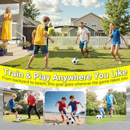 Happy Jump 7x5 FT & 5x3.6 FT Portable Soccer Goal for Youth Players Ages 6–14, Large-Frame Design Built for Long-Term Development, Easy Setup for Backyard, Park or School Training - style: 7x5 FT, 2 Set Upgrade