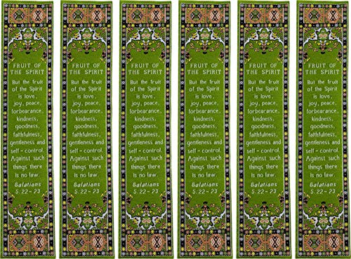Fruit of The Spirit, Bulk Pack of 6 Woven Fabric Christian Bookmarks, Silky Soft Galatians 5:22-23 Flexible Bookmarker for Novels Books and Bibles, Traditional Turkish Woven Design, Memory Verse Gift - color: Fruit of the Spirit, size: 6 Pack