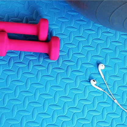 Elevon Puzzle Exercise Gym Flooring Mat, 3/4" Thick EVA Interlocking Foam 24 Tiles Workout Mat for Home Gym, 96 Sq Ft, Navy