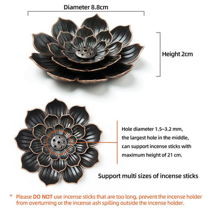 GARMOLY Incense Burner, Incense Holder for Sticks, Brass Lotus Incense Stick Holder and Detachable Ash Catcher - size: Standard