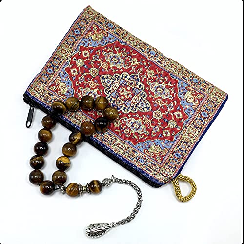 Design -Relaxing Stress Relief Big Beads Prayer Beads, Worry Beads, EFE Tesbih, Maskot Tesbih, Tasbih, Rosary (Relaxing Beads -12mm-17 Tiger Eye Natural Stone Beads)) - color: Relaxing Beads -12mm-17 Tiger Eye Natural Stone Beads)