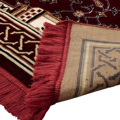 Modefa Turkish Islamic Prayer Rug - Multi Person Janamaz Sajada for Family or Large Gathering & Group Praying Carpet - Wide Plush Velvet Praying Mat (Long 5 Person Red) - color: Long Red