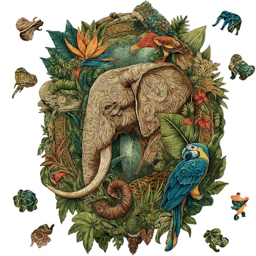 Ruikiyart Elephant Wooden Puzzles for Adults, Jigsaw Puzzles 500 Pieces - color: Forest Elephant, size: 500PCS