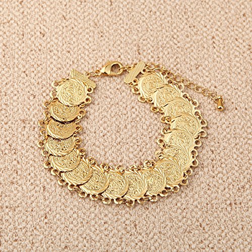 Small Cute Gold Plated Islamic Muslim Arab Money Coins Bracelet for Women Jewelry Bangle - style: Style D
