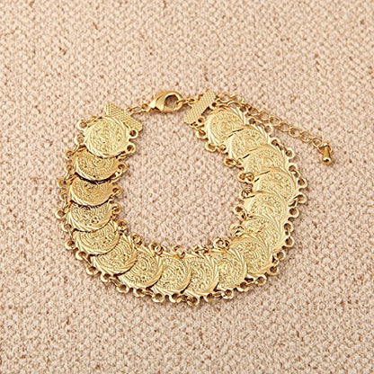 Small Cute Gold Plated Islamic Muslim Arab Money Coins Bracelet for Women Jewelry Bangle - style: Style D
