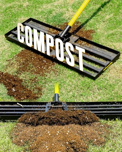 Lawn Leveling Rake, 45"x10" Heavy Duty Sand Leveling Tool with 7FT Long Handle, Steel Golf Rake for Soil, Compost, Gravel, Lawn Leveler for Yard, Garden, Golf Course, Landscaping Level Tool - style: 7FT 45"x10"