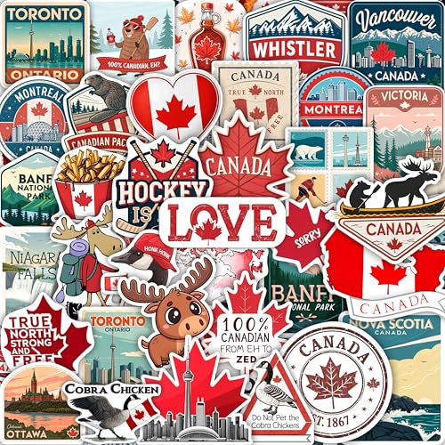 100Pcs Canada Stickers for Luggage, for Water Bottle, Canadian Stickers - Canada Party Supplies - Canadian Gifts - Gift for Women & Men - color: Canada Stickers