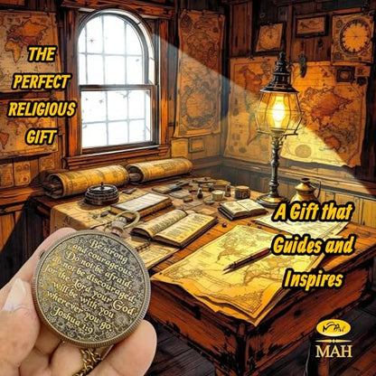 Bible Verse Brass Compass – “Be Strong and Courageous” (Joshua 1:9) | Christian Gift for Graduation, Baptism, Confirmation – Religious Keepsake for Boys, Girls, Teens, Men, Pastors & Church Events - style: Be Strong – Edition 2