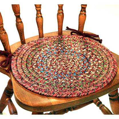 Rhody Rug Sophia SO65 Moss Green 15" x 15" Chair Pad Set-of-4 - Round Chair Cushion with Ties for Round Shaped Patios, Dining Room Seat - Seat Cushions, Ideal as Home Decor - Made in USA