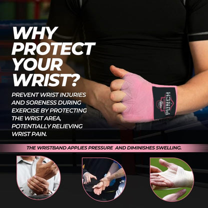 ProShield Boxing Wraps| 180-Inch Bandages| Boxing Hand Wraps Protection for Muay Thai MMA and Kickboxing - color: Pink, size: 196"