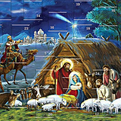 Needzo Countdown to Christmas 2025 Religious Advent Calendar, Traditional Nativity Scene Full Color Artwork, 24 Door Tabs Fun Educational Christian Activity for Boys and Girls (Pack of 3)