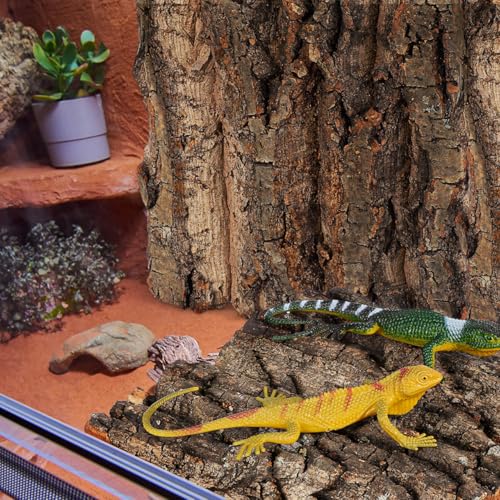 Toyvian Natural Cork Bark Terrarium Background, 4 Pack 6x6inch Reptile Enclosure Decor Panels Climbing Habitat Accent for Gecko Lizard Frog