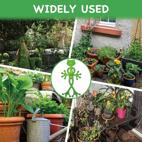4 pcs Frog Plant Stand, Multipurpose Green Frog Plant Supports Steady Cartoon Plant Branches Tie Down, Frog Plant Holder for Potted Plants, Plant propagation buddy Cute Frog Flower Pot Hugger Plant Climbing Fixture Clips Perfect for Indoor Outdoor Garden