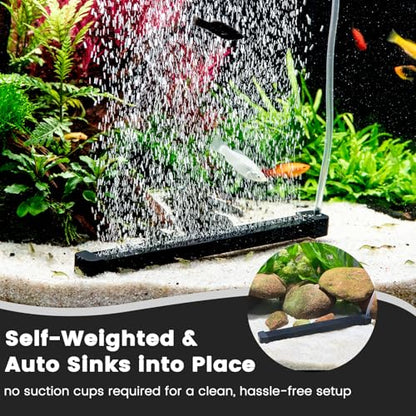 hygger Weighted Nano Mist Bubble Wall Bar, 9.8" Self-Sinking ABS Air Stone Strip with Gentle Oxygen Diffuser for Freshwater & Marine Aquarium, Hydroponics - size: 9.8 Inch