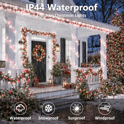 2 Pack 200 LED Battery Operated String Lights, Fairy Lights Red & White - color: Red and White, size: 2PK(100LED)
