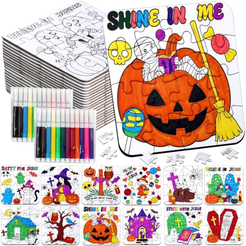 Religious Halloween Arts & Crafts for Kids, DIY Puzzle Activities Game Toy - color: Religious Halloween Colorful