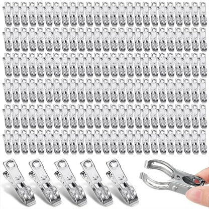150 Pcs Garden Clips Heavy Duty Stainless Steel Metal Clips Large Open Garden Net Clamps for Greenhouse Hoops, Shade Cloth, Plant Cover, Tarp and Netting