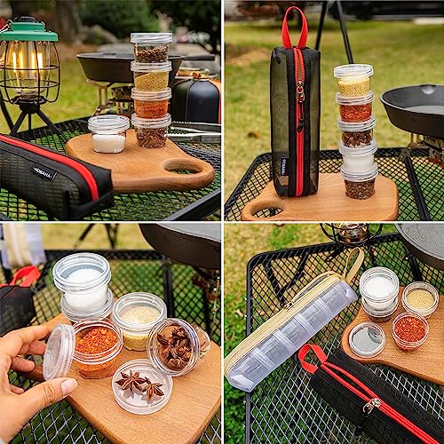 Portable Camping Spicing Travel Set, Spicing Storage Bag With 5 Seasoning Bottle Picnics Fishing Barbecue Seasoning Box Keep Spices Dry