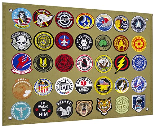 Tactical Patch Display Panel Holder Board for Military Army Combat Morale Uniform Hook and Loop Emblems, 18 Inches x 24 Inches (Small), No Patches Included - color: Brown, Small