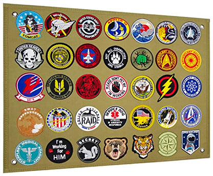 Tactical Patch Display Panel Holder Board for Military Army Combat Morale Uniform Hook and Loop Emblems, 18 Inches x 24 Inches (Small), No Patches Included - color: Brown, Small