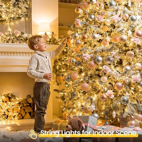4 Pack 400 LED Battery Operated String Lights, 8 Modes Twinkle Fairy Lights - color: Warm White, size: 4PK(100LED)