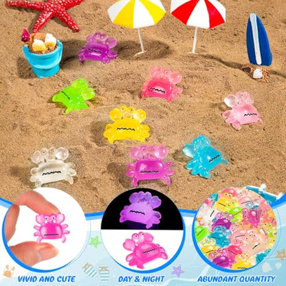 63PCS Luminous Mini Resin Crabs Figurines Cute Tiny Miniature Crabs | 7 Colors Cute Crab Figurines Glow in The Dark, Micro Moss Landscape, Dollhouse, Pots, DIY Crafts, Hidden Game - style: MiniCrab 63PCS
