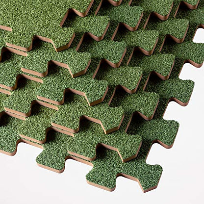 We Sell Mats 3/8 Inch Thick Interlocking Foam Carpet Tiles Durable Carpet Squares Anti Fatigue Support for Home Office or Classroom Use - color: Olive, style: 16 Square Feet (4 Tiles)