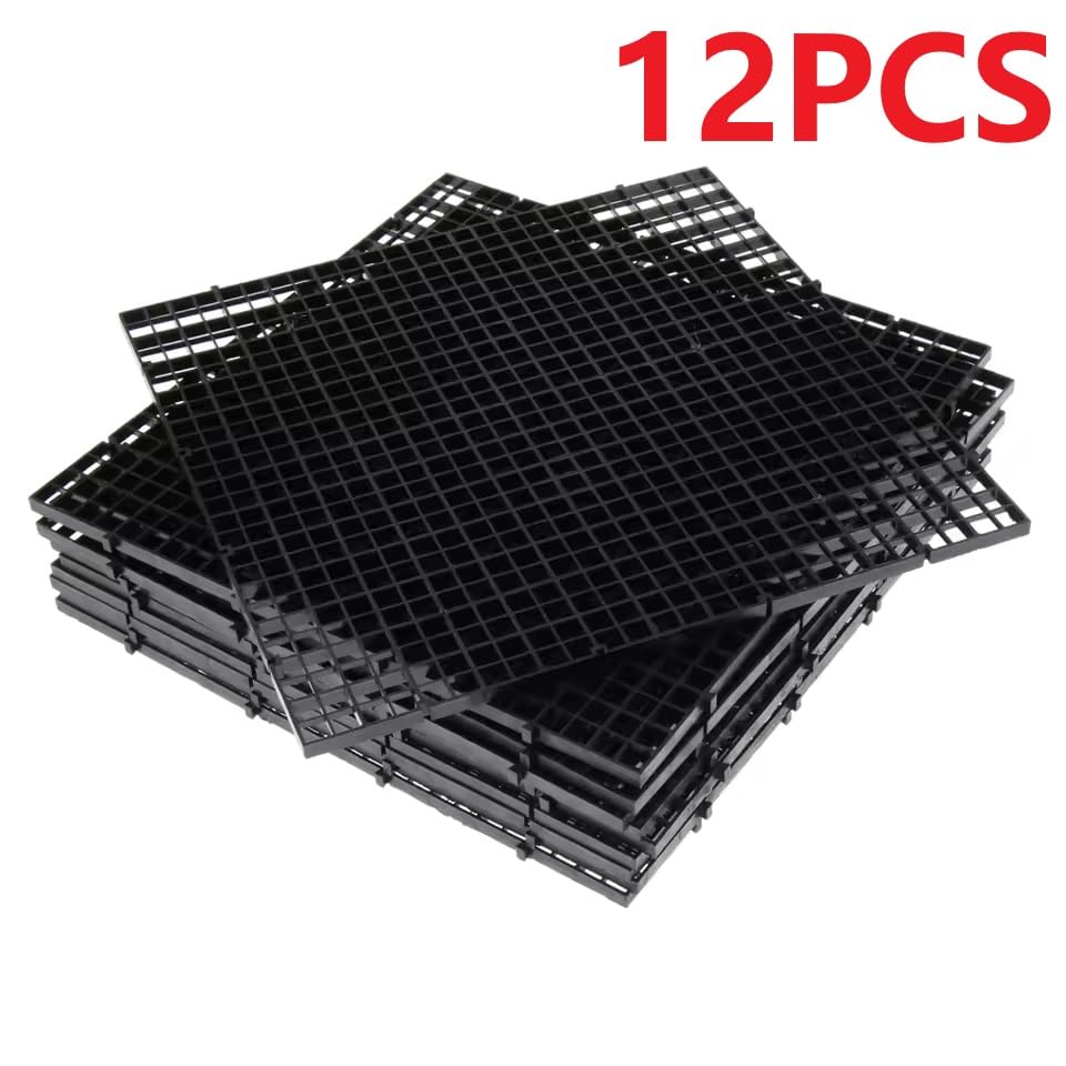 12 Pack 12inch（30cm） Square Aquarium Bottom Filter Mesh Partition Dividers Grid Plate Fish Tank Divider Plastic Egg Crate, Aquarium Filter Bottom Tray, Grid Isolation Board Partition