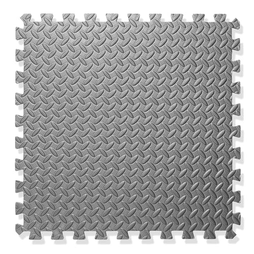Philosophy Gym Pack of 30 Exercise Flooring Mats - 24 x 24 Inch Foam Rubber Interlocking Puzzle Floor Tiles - Gray - color: 120 Sq Ft, 1/2" Thick - Gray