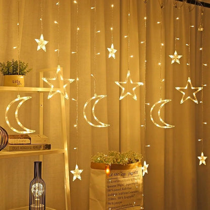 Moon Star LED Lanterns for Ramadan Eid Decor - Festive Home Lighting, Decorative Islamic Lights
