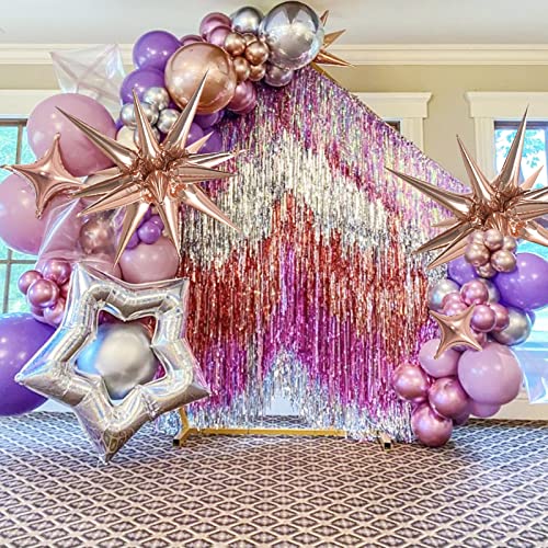 Rose Gold Star Foil 6pk Starburst & Spike Balloons for Weddings & Parties - style: Rose Gold Star Explosion Balloons