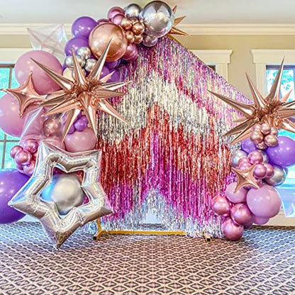 Rose Gold Star Foil 6pk Starburst & Spike Balloons for Weddings & Parties - style: Rose Gold Star Explosion Balloons