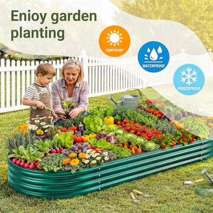 Land Guard 2 Pcs 6ft Metal Raised Garden Bed, 6 x 3 x 1 Galvanized Planter Raised Beds for Vegetables, Green - color: 3-green, size: 6×3×1ft(2pcs）