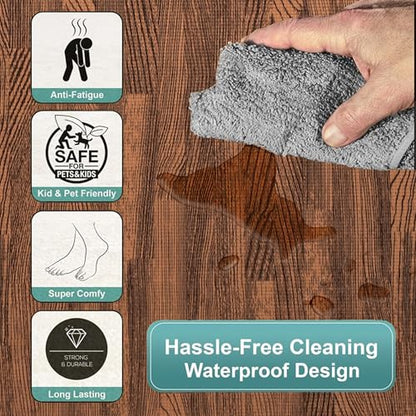 Sorbus Wood Grain Floor Mats Foam Interlocking Mats Each Tile 1 Square Foot 3/8-Inch Thick Flooring Wood Mat Tiles - Home Office Playroom Basement Trade Show (16 Tiles,16 Sq ft, Brown) - color: Brown