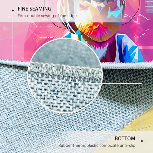 Pink Carpet Modern Geometric Patterns Non-Slip Area Rugs for Kids Room Funny Deer Rug for Baby Girls Teen Dorm Home Decor 120x160cm - size: 4' x 5'3"