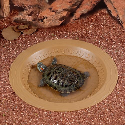 Turtle Bathing Pool Small, Resin Water Dish Feeding Bowl with Gentle Slope | for Turtles, Lizards, Frogs, Snakes - color: Yellow