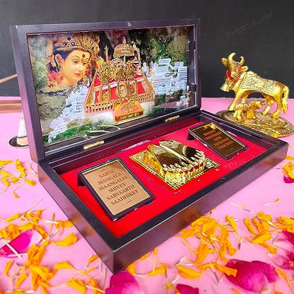 Vaishno Devi Blessing Gold Plated 24 K Gold Coated Big Pocket Temple Box Decorative Showpiece Devotional Prayer Box,Gifting, Pooja Mandir(Vaishno Devi)