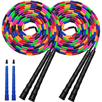 Double Dutch Jump Rope Long Jump Rope 16 FT 1 Pack/2 Pack, Adjustable Soft Beaded Diy Jump Rope for Kids Adult Long Enough for 5-6 Jumpers - color: Black-2 Pack