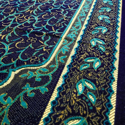 Muslim Prayer Rug, Soft Plush Thin Islamic Prayer Mat, Janamaz, Sajada, Praying Carpet, Islamic Gift, Foldable Portable Turkish Prayer Mat for Men&Women, Lightweight Travel Prayer Rug, 26"x43" - color: Jeddah / Navy