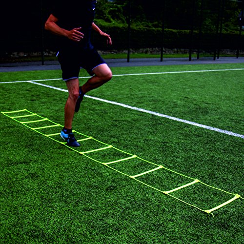 QUICKPLAY Agility Ladder - Adjustable Speed & Footwork Trainer | Flat anti-trip rungs, Change spacing per drill, Sprint & coordination work, Carry bag, Turf, grass or gym, All levels