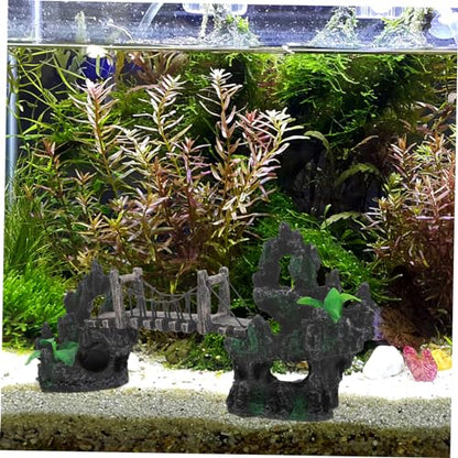 BESPORTBLE Fish Tank Resin Bridge Decoration Underwater Suspension Bridge Model for Aquarium Landscaping Unique Rockery Statue Fish Hideout Craft Retro Design for Betta and Shrimp Tanks