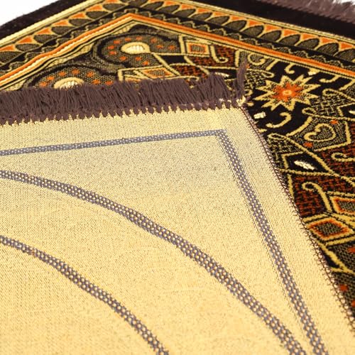 Muslim Prayer Rug, Soft Plush Thin Islamic Prayer Mat, Janamaz, Sajada, Praying Carpet, Islamic Gift for Men & Women, Islamic Ma, Eid & Ramadan Gift with Prayer Beads, 26x43 inch, Black - color: Kaaba / Midnightblack