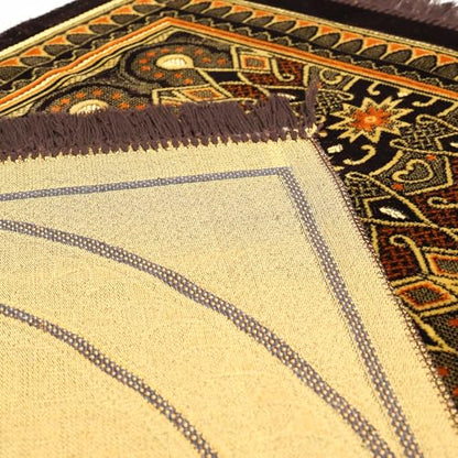 Muslim Prayer Rug, Soft Plush Thin Islamic Prayer Mat, Janamaz, Sajada, Praying Carpet, Islamic Gift for Men & Women, Islamic Ma, Eid & Ramadan Gift with Prayer Beads, 26x43 inch, Black - color: Kaaba / Midnightblack