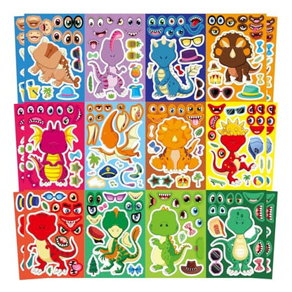 Dinosaur Sticker for Kids 12 Design, Make Your Own Dinosaur Sticker Sheets | 24 PCS Boy Girl Toddlers Stickers, Dinosaur Party Favors Supplies Art Craft, Birthday Gift, Teacher Classroom Reward - style: Dinosaur Sticker