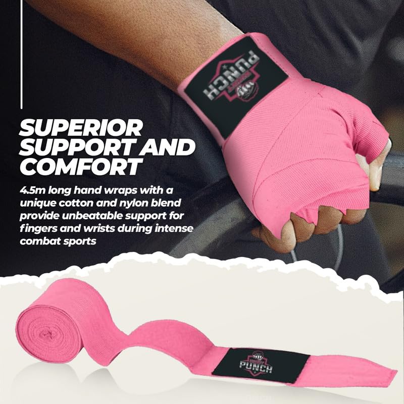 ProShield Boxing Wraps| 180-Inch Bandages| Boxing Hand Wraps Protection for Muay Thai MMA and Kickboxing - color: Pink, size: 157"