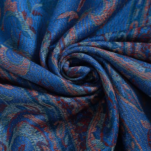 TUSHUSTY Pashmina Feel Shawls Wraps Rave Scarf for Women Soft Silky Reversible Men Scarves Hijab - color: Blue 2