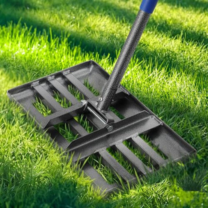 Lawn Leveling Rake, Heavy Duty Lawn Leveler with 17" x 10" Rakes Head Plate No Flipping, Smooth Garss Topsoil Dirt Sand, Metal Ground Leveling Tool with 5 ft Long Handle for Yard Garden Golf Course - size: 17"x10" , 5 ft
