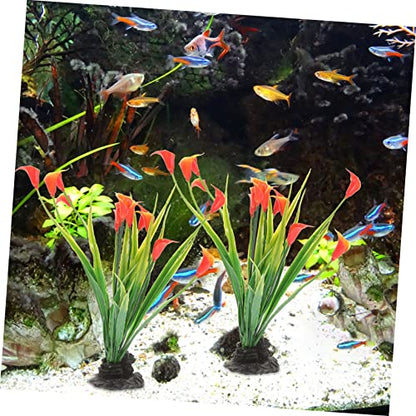 Toyvian 2Pcs Fake Aquarium Plants for Fish Tank Decor Household Aquarium Supply with Stable Base Safe for Aquatic Animals Desktop and Office Decoration
